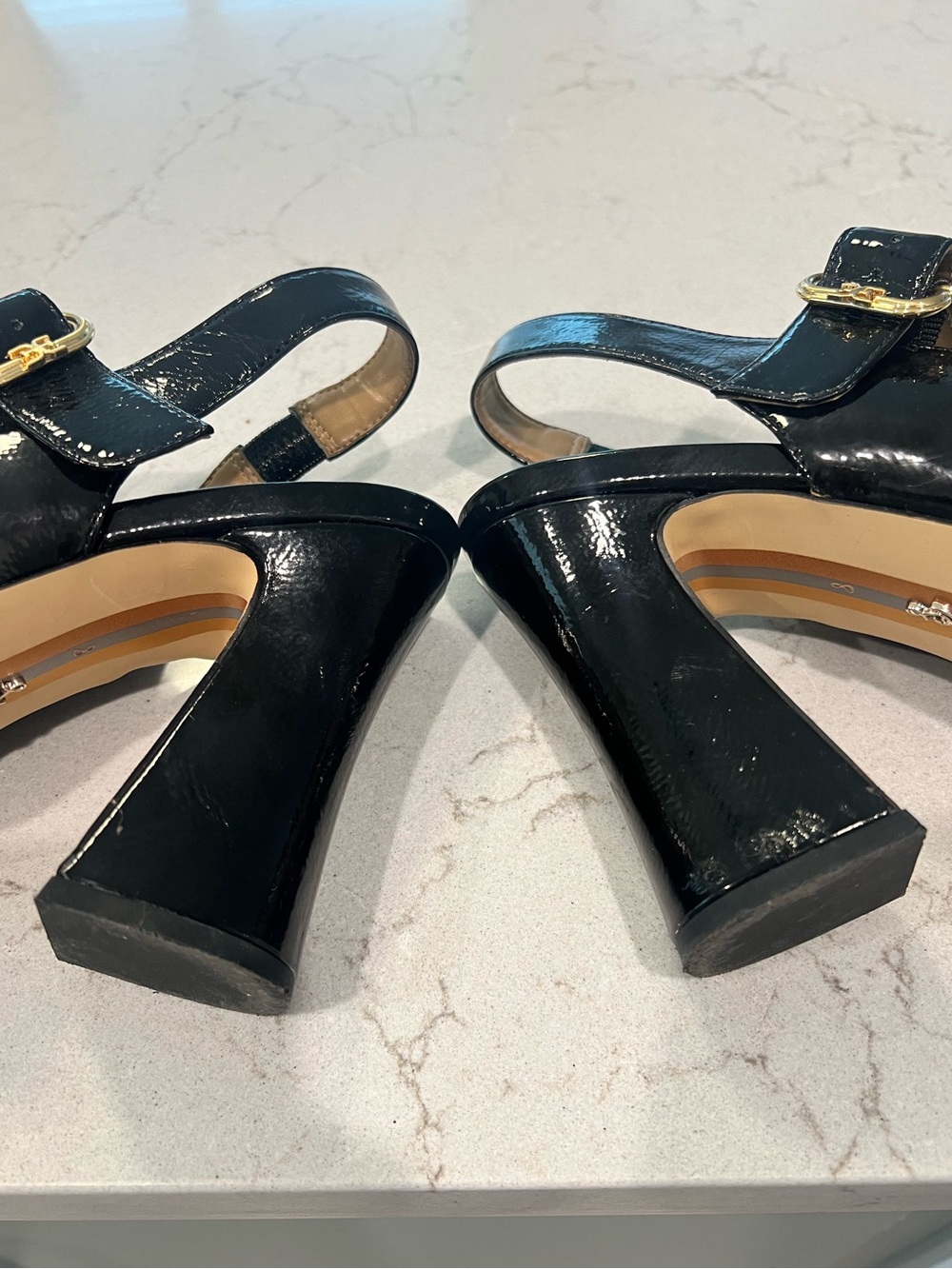Sam Edelman Jildie Patent Slingback Block Heel Pumps - Picture 7 of 9
